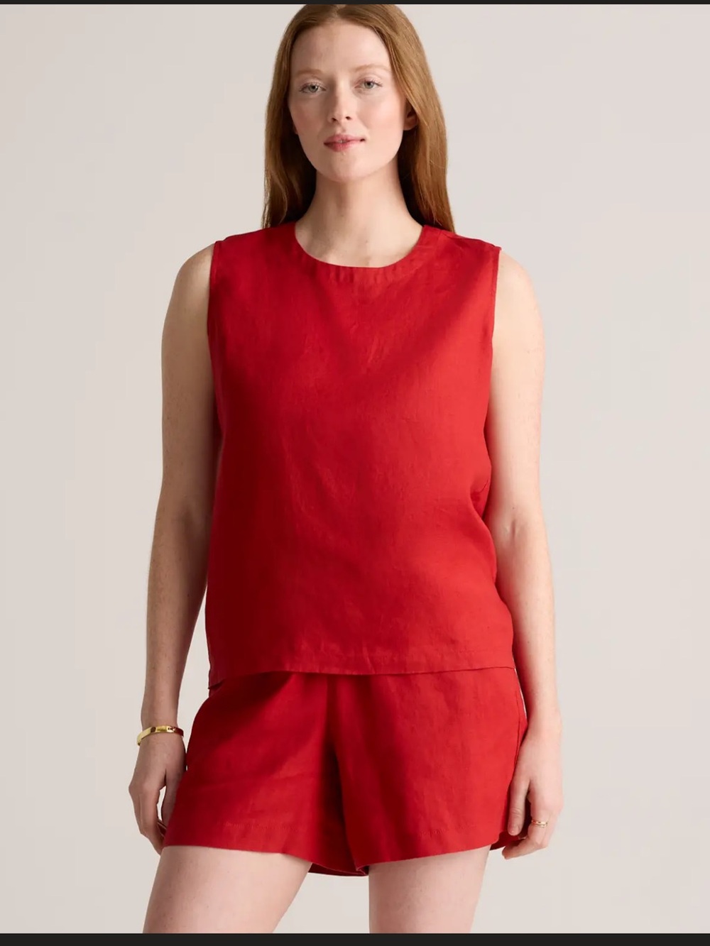 Quince Chile color  Sleeveless Linen Tank